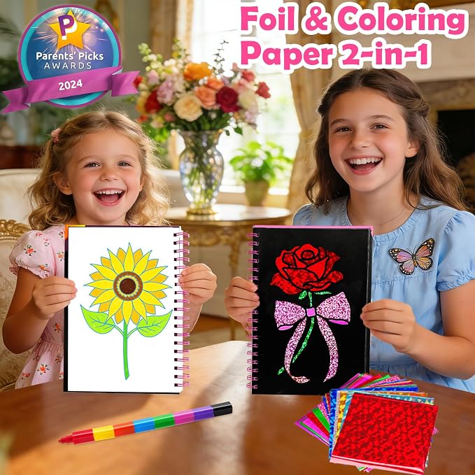 FUNNYB&G Foil Art Craft Kit for Girls 4-10 Years Old: Mess-Free & No-Glue - Image 2