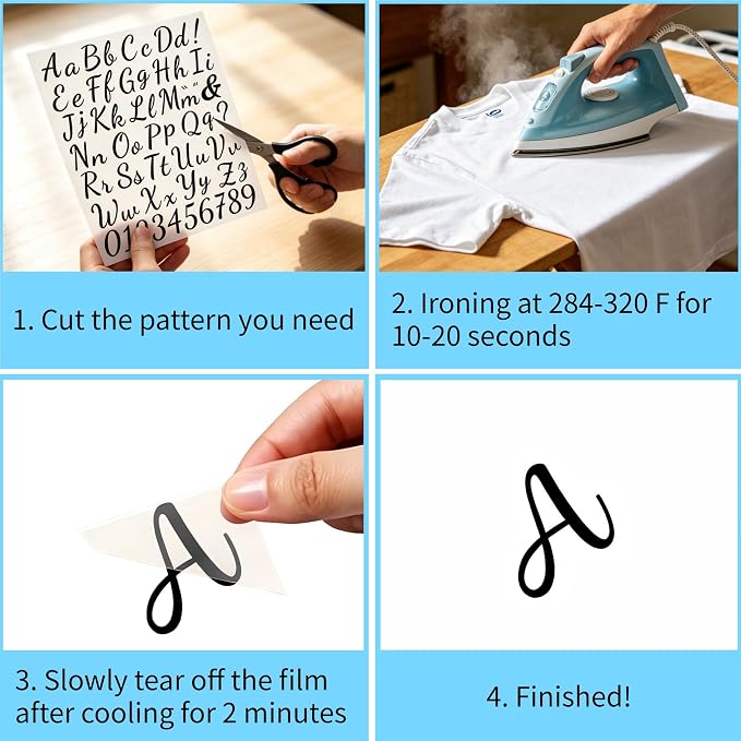 12pcs Iron on Letters for Clothing, Heat Transfer Vinyl Letters, DIY Fabric - Image 3