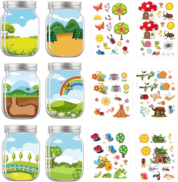 24PCS Insects Stickers Crafts Make Your Own Jar Sticker | Make Your Own Craft by InIsaJace