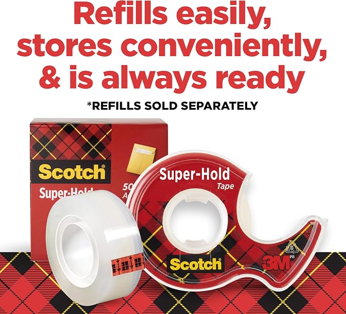 Scotch Super-Hold Tape, 2 Rolls, 3/4 x 600 Inches, Dispensered | Transparent - Image 7