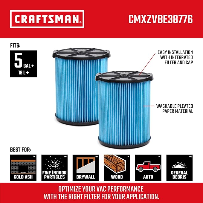 CRAFTSMAN CMXZVBE38776 Genuine 5-20 Gal. Fine Dust Wet Dry Vacuum Filter - Image 2