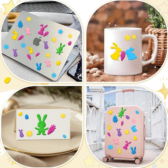 Foam Stickers, 7 Sheets 3D Glitter Foam Easter Stickers - Image 5
