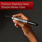 Sharpie Permanent Markers with Stainless Steel Marker Case Fine Point Black 6 - Image 2
