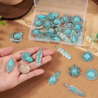 30Pcs Western Charms for Jewelry Making, Tibetan Style Turquoise Charms Flower - Image 6