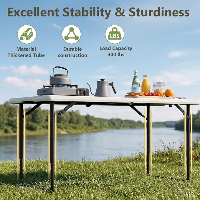 Folding Table, 4 FT Foldable Plastic Table - Image 7