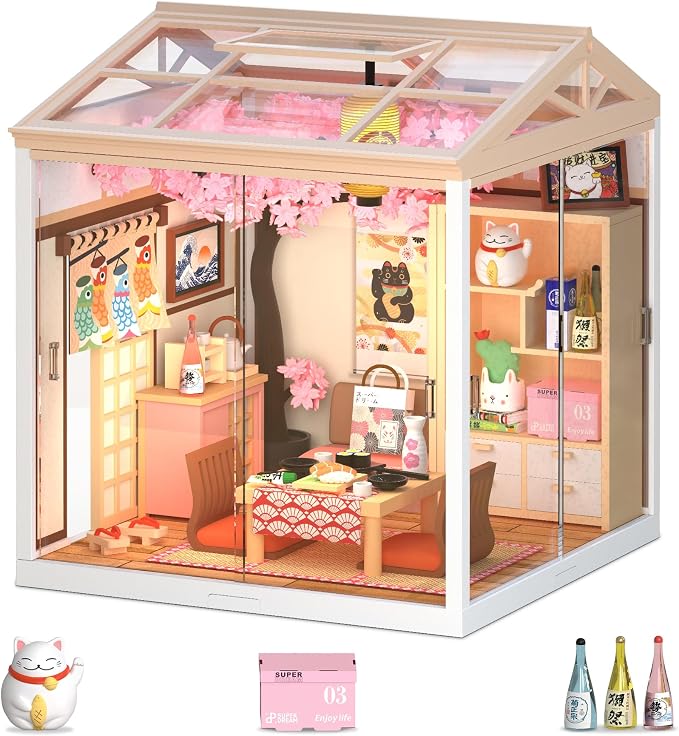 Sakura Izakaya Miniature House Kit, DIY Japan Street Style Dollhouse Kits by BeepZipp