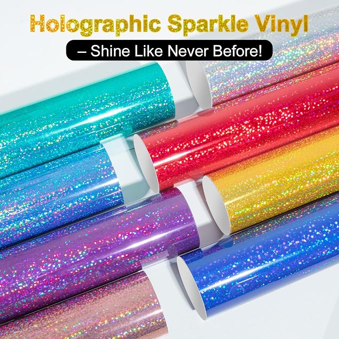 TECKWRAP Sparkle Gold Shimmer Vinyl Gold Glitter Permanent Vinyl Holographic - Image 2