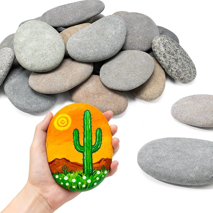 Simetufy 25 Pcs Large Rocks for Painting, 4-5 Inch River Rocks Painting Stones by Simetufy