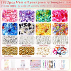 TOHONGADON 1812 Pcs Bead Keychain Making Kit, 7 Color Rainbow Beads Bag Charm - Image 2