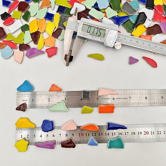 1.1lb Ceramic Mosaic Tiles, Mixed Colour Ceramic Mosaic Pieces - Image 3