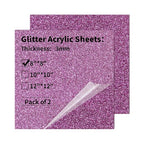 2 PCS 8 x 8 inch Glitter Colored Plexiglass Acrylic Sheets by gdhwcxl