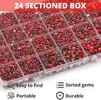 32000Pcs Red Rhinestones for Bedazzling, Siam Assorted Sizes 2-6MM Flatback - Image 3