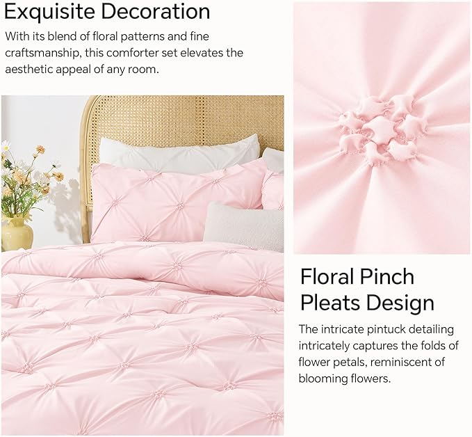 BEDELITE Baby Pink Queen Comforter Set - Image 4