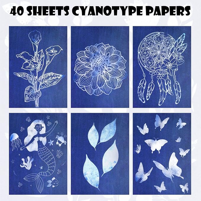 40 Sheets Sun Print Kit Cyanotype Paper, A5 Sun Art Printing Sunprint Paper - Image 7
