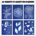 40 Sheets Sun Print Kit Cyanotype Paper, A5 Sun Art Printing Sunprint Paper - Image 7