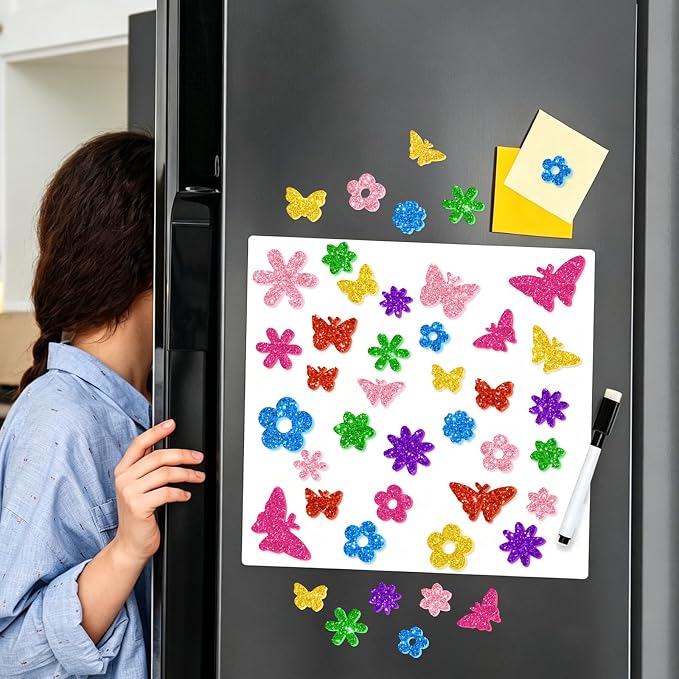 448 Pcs Glitter Foam Stickers, Butterfly & Flower Shapes Stickers, 7 Sheets - Image 5