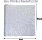 Silver Glitter Heat Transfer Vinyl Roll Silver Htv 12 Inch x 5 Feet Iron on - Image 2