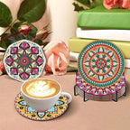 Benjenes 8 PCS Mandala Diamond Art Coasters Kits | Diamond Paintings Coasters - Image 4