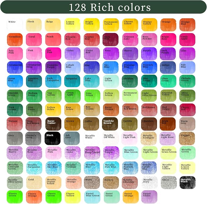 Artecho Watercolor Paint Set 128 Colors, Water Colors Paint Adult Set - Image 2