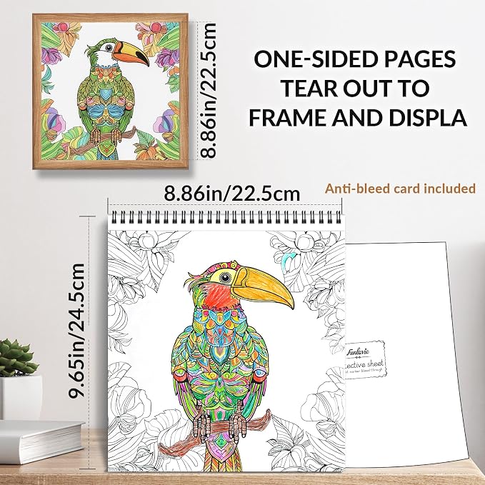 FUNLAVIE Adult Coloring Book – Mandala Animal Designs, Spiral Bound Premium - Image 8