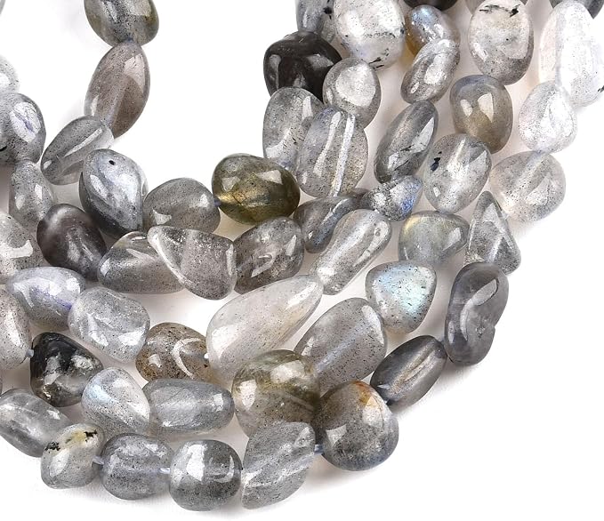 HAAMIIQII Natural Gray Labradorite Pebble Stone 5-8mm Small Irregular Freeform - Image 4