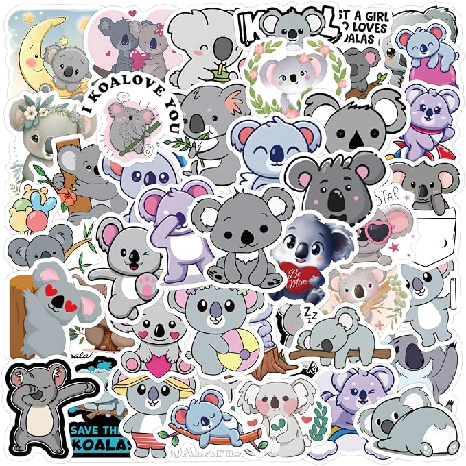 62Pcs Cute Koala Stickers for Kids Adults, Waterproof Vinyl Koala Bear Stickers - Image 7