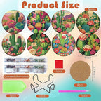 ijbnhd 8 Pcs Cactus Diamond Art Coasters Kit Diamond Painting Coasters | Cactus - Image 3