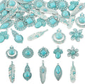 30Pcs Western Charms for Jewelry Making, Tibetan Style Turquoise Charms Flower by Craftora
