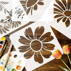 9pcs Large Flower Stencils for Painting on Wall Dasiy Flower Stencils for - Image 7