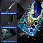 for Samsung Galaxy S23 Case, Crow Faux Stained Glass Pattern Glossy 2 in 1 - Image 4