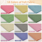 12 Rolls 8"x35" 1.4mm Thick Soft Felt Fabric Sheet 12 Assorted Morandi Series - Image 2
