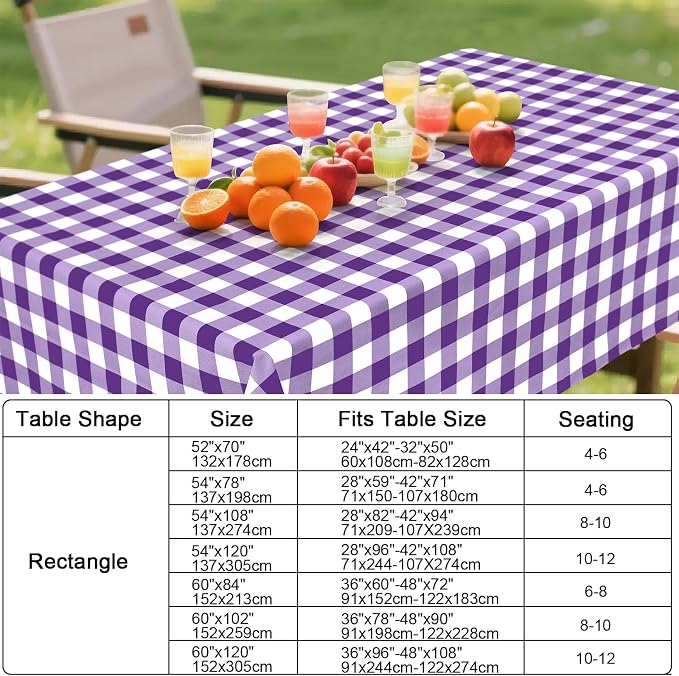 Smiry Rectangle Table Cloth, Waterproof Vinyl Tablecloth - Image 7