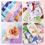 156Sheets Textured Scrapbook Paper & Mesh Fabric Assorted Set+30 Buttons - Image 3