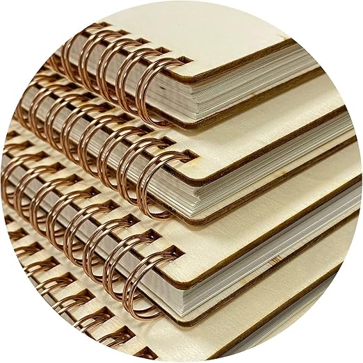 Cregugua 4 Pieces B6 Wooden Cover Sketchbook 80 blank Pages Jounal Notebook 7 x - Image 3