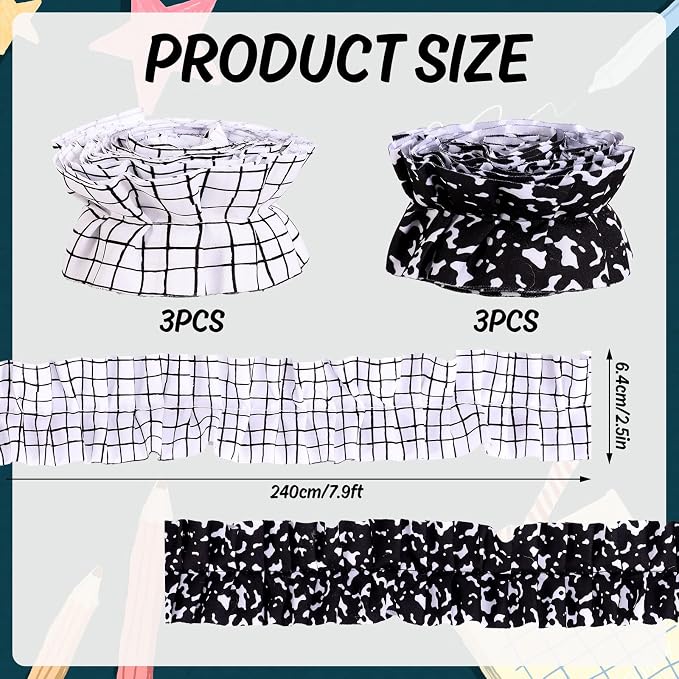 AnyDesign 6 Rolls 47Ft Ruffled Bulletin Board Borders Fabric Bulletin Border - Image 2