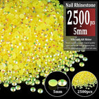 2500pcs 5mm Resin Rhinestones Bulk, Lemon Yellow AB Flatback Round Jelly - Image 2