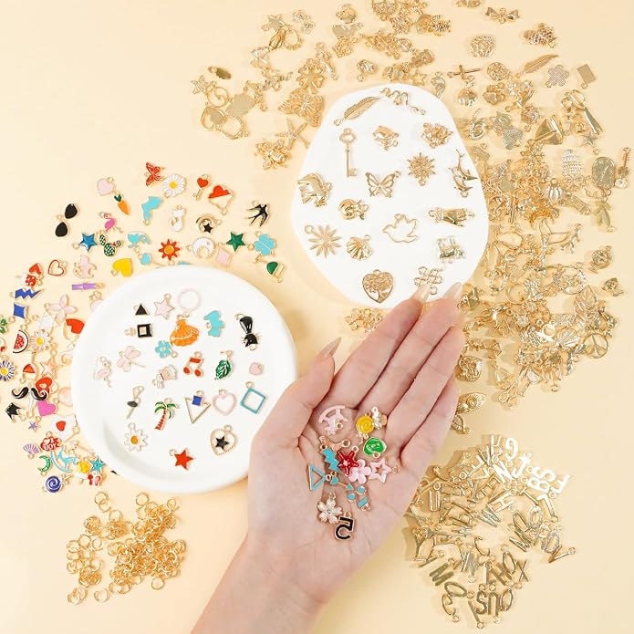 352 Pcs Assorted Charms for Jewelry Making, Mixed Enamel KC Gold Alloy Letter - Image 4