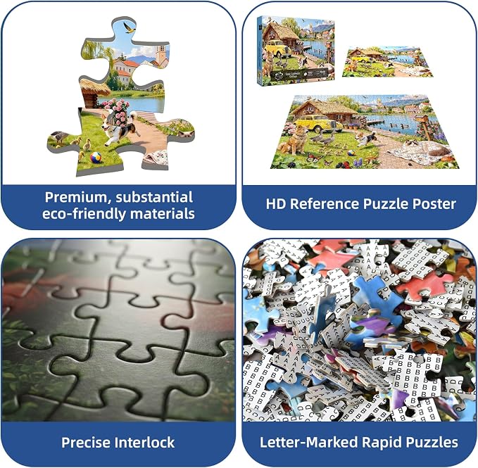 Cozy Lakeside Cottage Puzzles for Adults 1000 Pieces, Challenging Jigsaw - Image 6