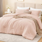 Love's cabin Pink Queen Comforter Set, 3-Piece Prewashed Bed Set by Lovescabin