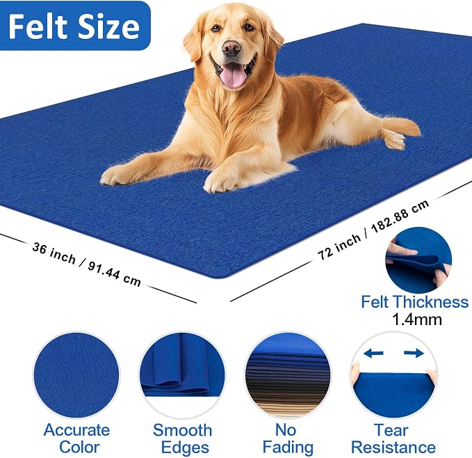 XSEINO Royal Blue Large Felt Fabric 72" X 36 ", 1.4 mm Thick Soft Felt Fabric - Image 2