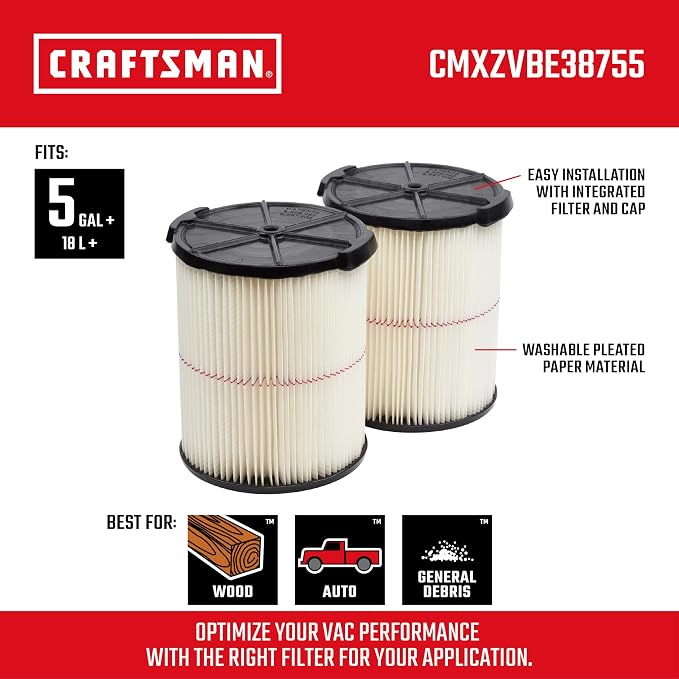 CRAFTSMAN CMXZVBE38755 Genuine 5-20 Gal. General Purpose Wet Dry Vac Filter | - Image 2