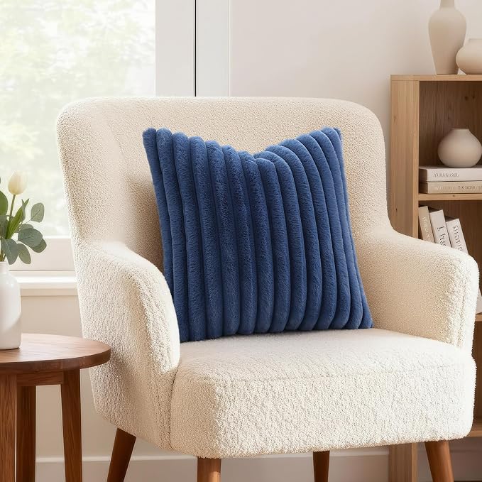 decorUhome Cozy Faux Fur Throw Pillow Covers 26x26 Set of 2 Decorative Soft - Image 4