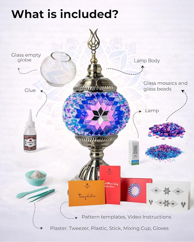 Ottoman Mosaics Turkish Mosaic Lamp Kit | DIY Art & Craft Project - Image 2