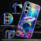 for Samsung Galaxy S25 FE Case, Colorful Ocean Sharks Pattern Glossy 2 in 1 - Image 7