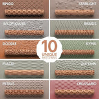 Byllstore Clay Texture Rollers | 10-Pack | 5 in x 0.65 in | Premium Wooden - Image 2