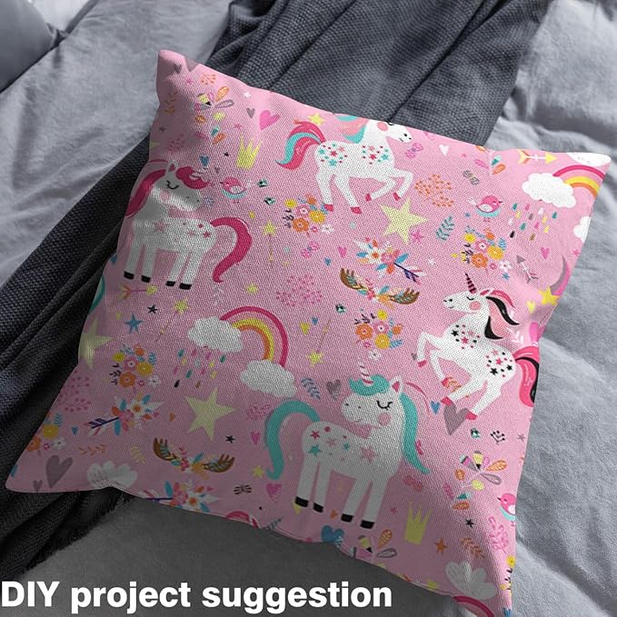 Rainbow Unicorn Fabric by The Yard, Cute White Horse Animal Soft Flannel - Image 3
