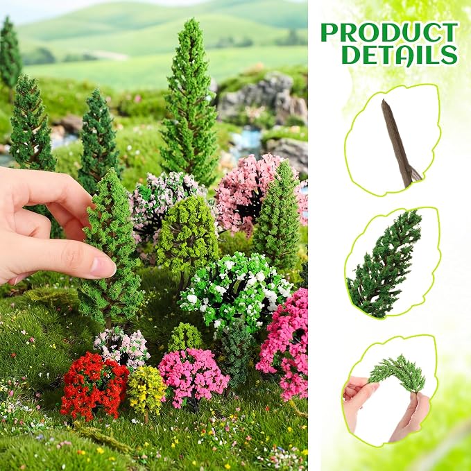 Skylety 35 Pcs Model Trees 6.3-1.2 Inch Mixed Miniature Trees Diorama Supplies - Image 3