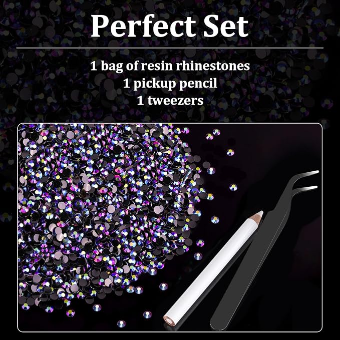 5000pcs 2mm Resin Rhinestones Bulk, Purplish Black AB Flatback Round Jelly - Image 4
