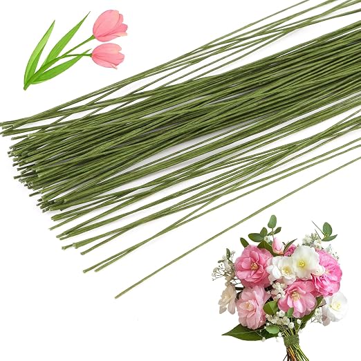CCINEE 26 Gauge Dark Green Floral Stem Wire, 14 inch by CCINEE