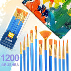 ESRICH 100pack/1200pcs Paint Brushes, Nylon Hair Paint Brushes Set - Image 8